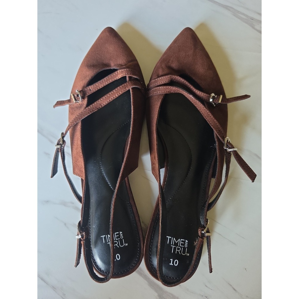 TIME and TRU ~ Brown‎ Strappy Sling Back Women's Shoes Size 10 Brand New